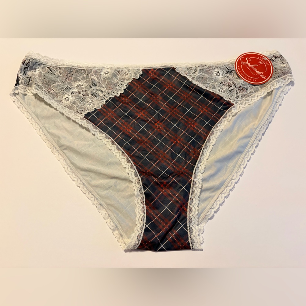 NWT Splendies Navy & Red Plaid Lace Trim Panties Size 4X – Bundle 5/$25
